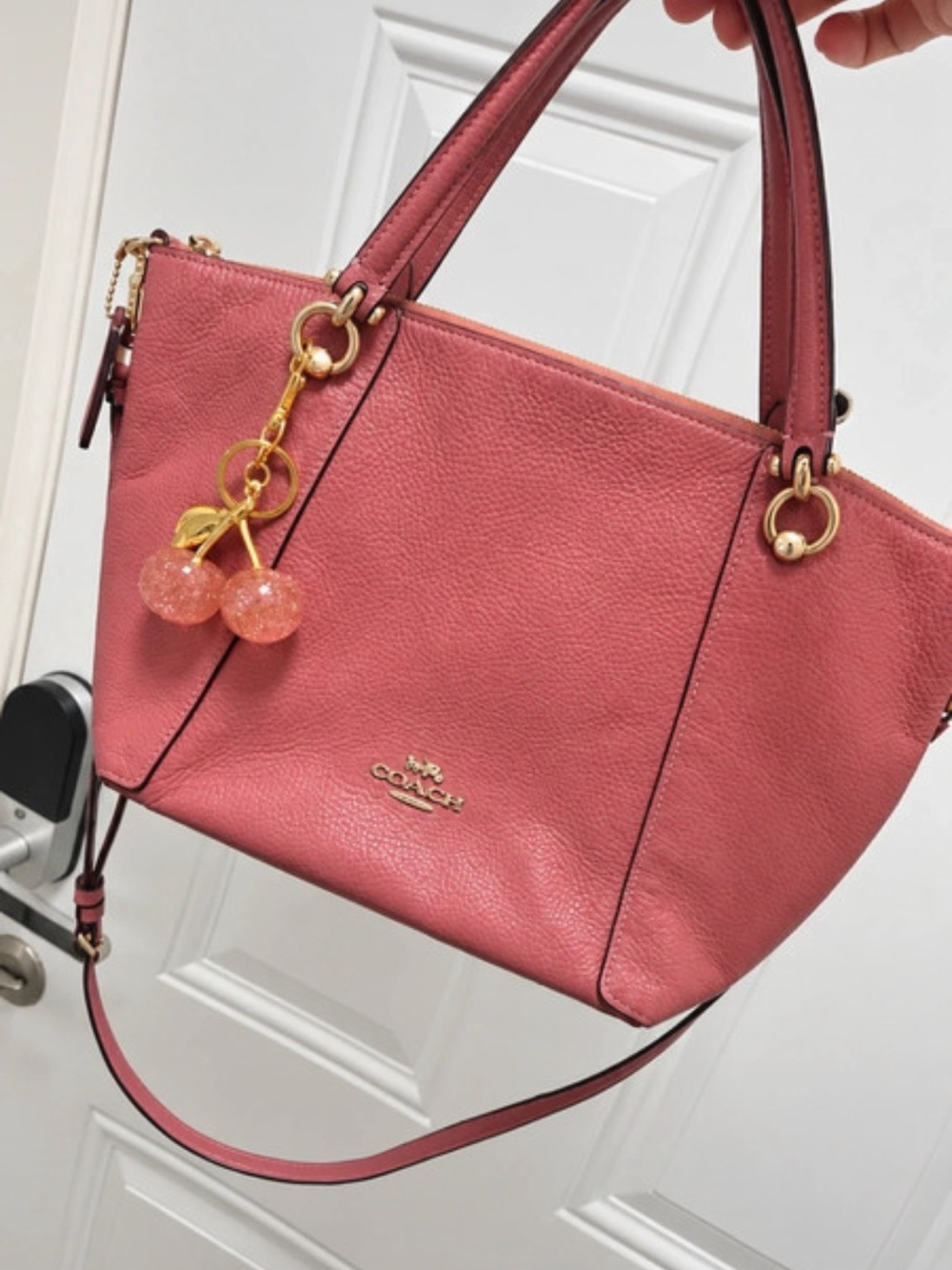 Coach Pebbled Leather Shoulder Bag in Rose
